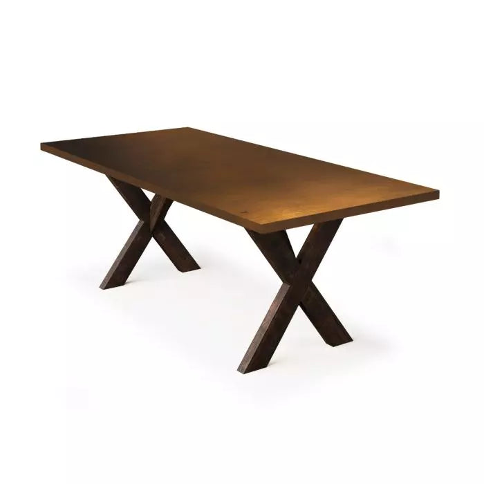 X Base Trestle Bronze Top Dining Table - Custom Wood Furniture | Kingston Krafts