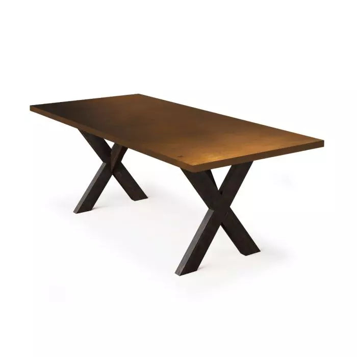 X Base Trestle Bronze Top Dining Table - Custom Wood Furniture | Kingston Krafts