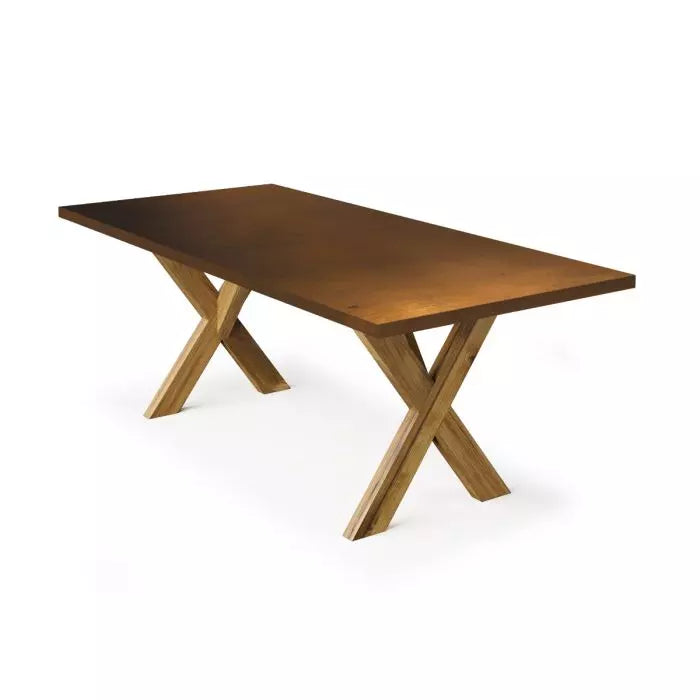 X Base Trestle Bronze Top Dining Table - Custom Wood Furniture | Kingston Krafts