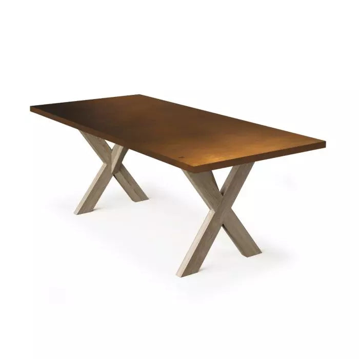X Base Trestle Bronze Top Dining Table - Custom Wood Furniture | Kingston Krafts