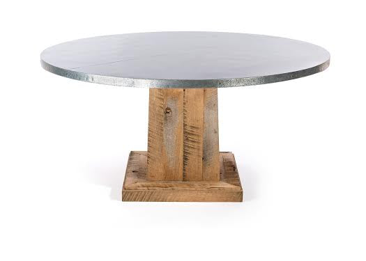Santa Fe Round Zinc Dining Table - Custom Wood Furniture | Kingston Krafts