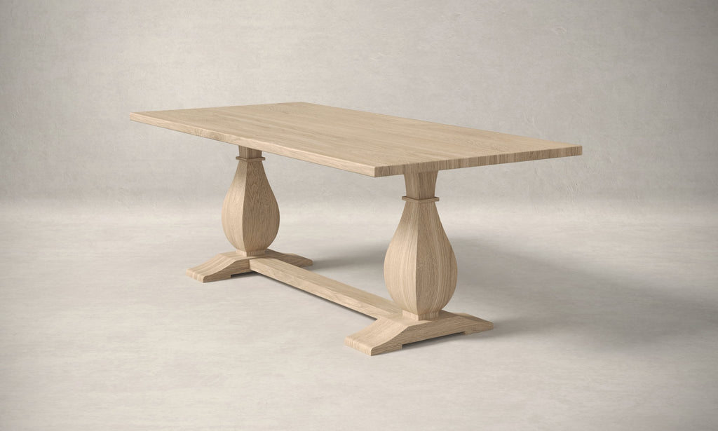 Dutch Trestle White Oak Wood Dining Table - Kingston Krafts