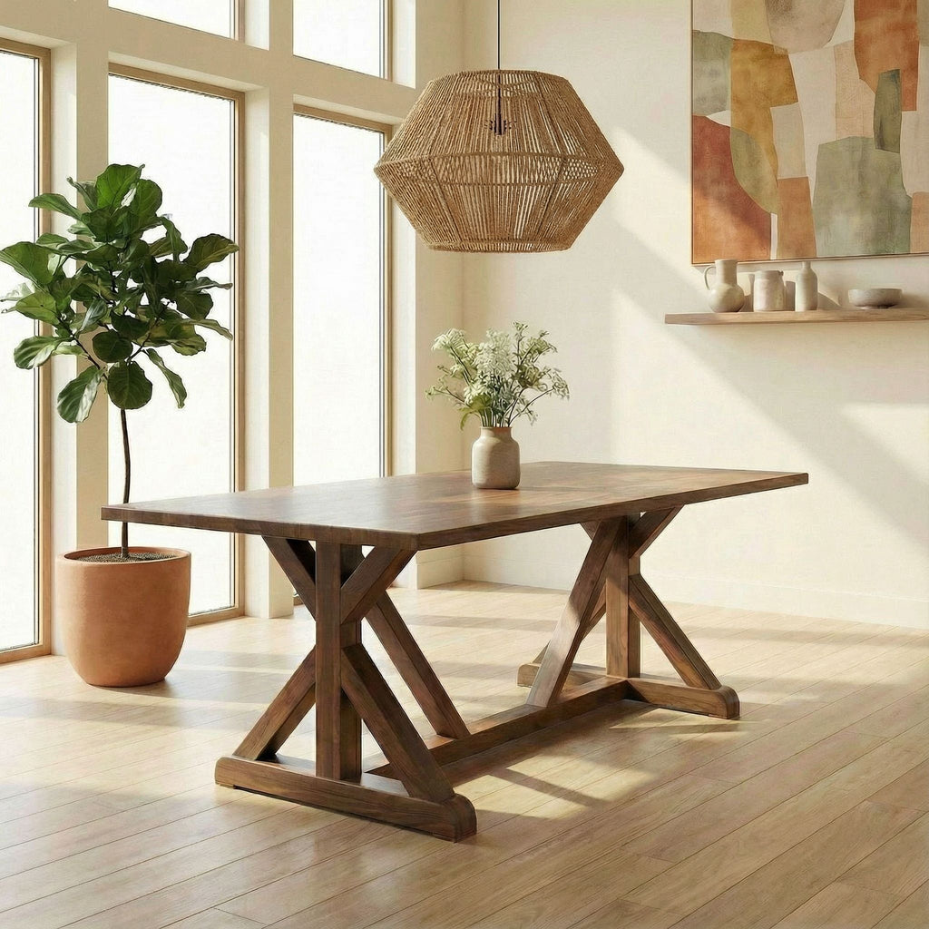 French Trestle Black Walnut Dining Table - Kingston Krafts
