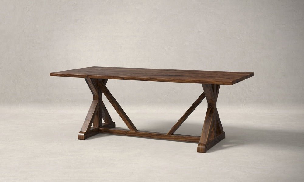 French Trestle Black Walnut Dining Table - Kingston Krafts