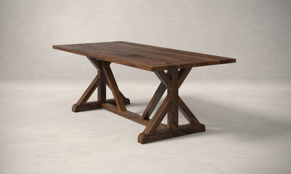 French Trestle Black Walnut Dining Table - Kingston Krafts