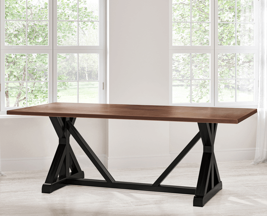 French Trestle Copper Top Dining Table - Kingston Krafts