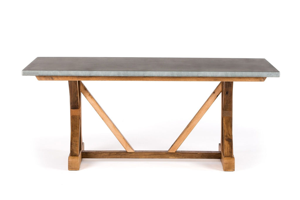 French Trestle Zinc Dining Table - Kingston Krafts