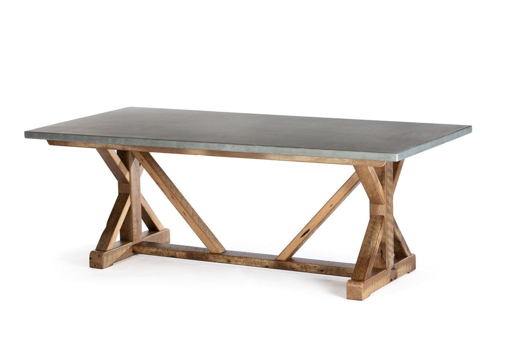 French Trestle Zinc Dining Table - Kingston Krafts