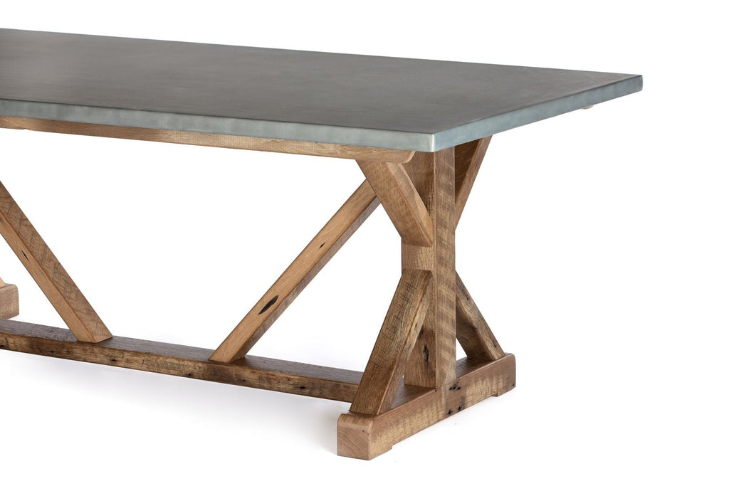 French Trestle Zinc Dining Table - Kingston Krafts
