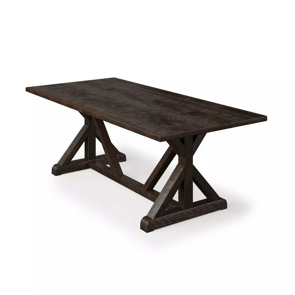 French Trestle Reclaimed Wood Dining Table - Custom Wood Furniture | Kingston Krafts