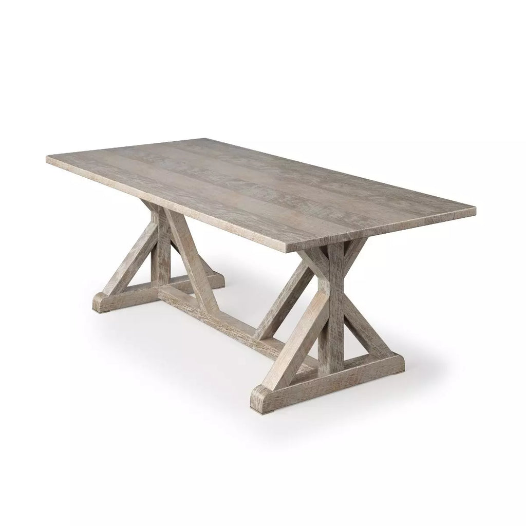 French Trestle Reclaimed Wood Dining Table - Custom Wood Furniture | Kingston Krafts