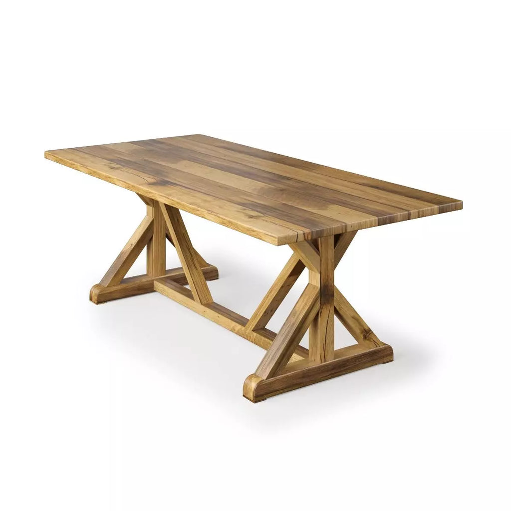 French Trestle Reclaimed Wood Dining Table - Custom Wood Furniture | Kingston Krafts
