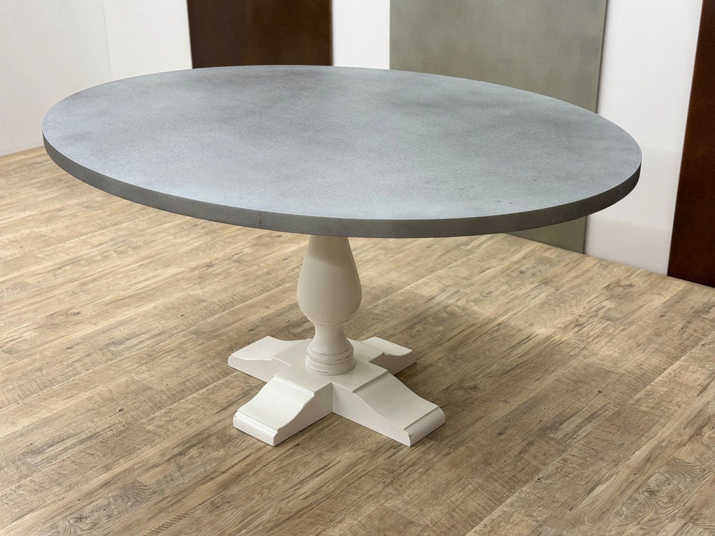 Oval Zinc Lexington Pedestal Table - Custom Wood Furniture | Kingston Krafts