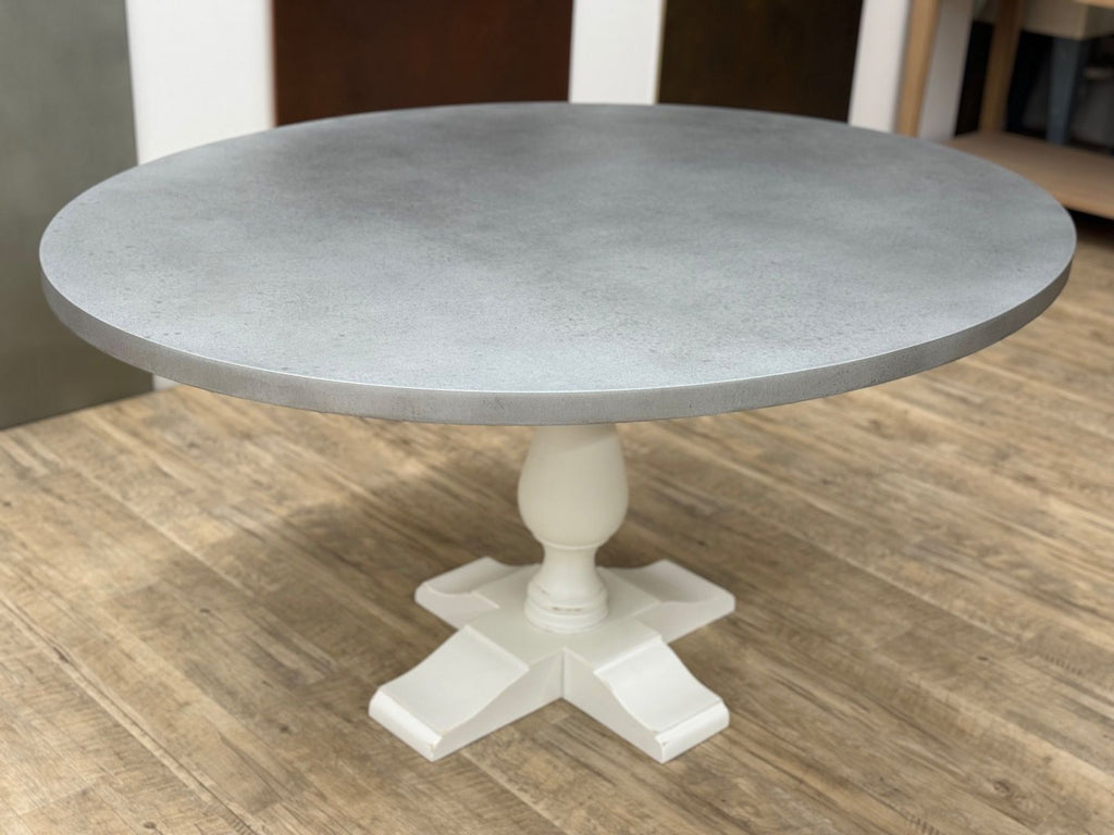 Oval Zinc Lexington Pedestal Table - Custom Wood Furniture | Kingston Krafts
