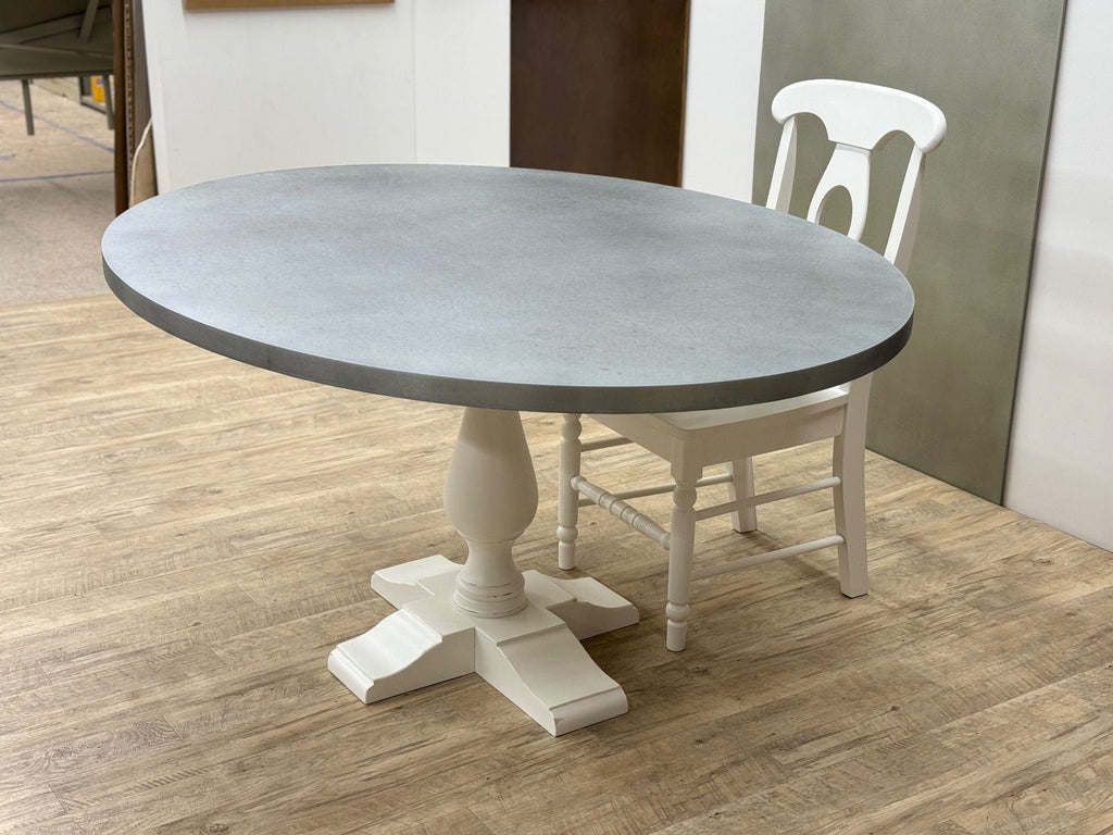 Oval Zinc Lexington Pedestal Table - Custom Wood Furniture | Kingston Krafts