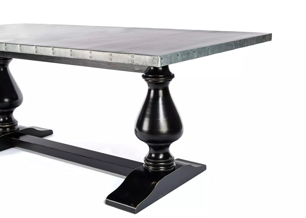 Lexington Trestle Zinc Dining Table - Custom Wood Furniture | Kingston Krafts