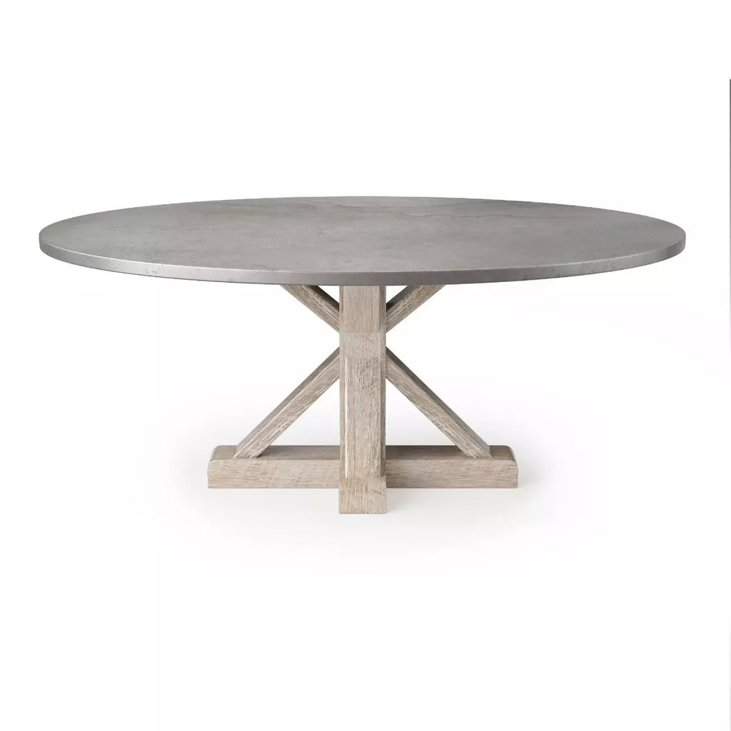 French Pedestal Oval Zinc Dining Table - Custom Wood Furniture | Kingston Krafts