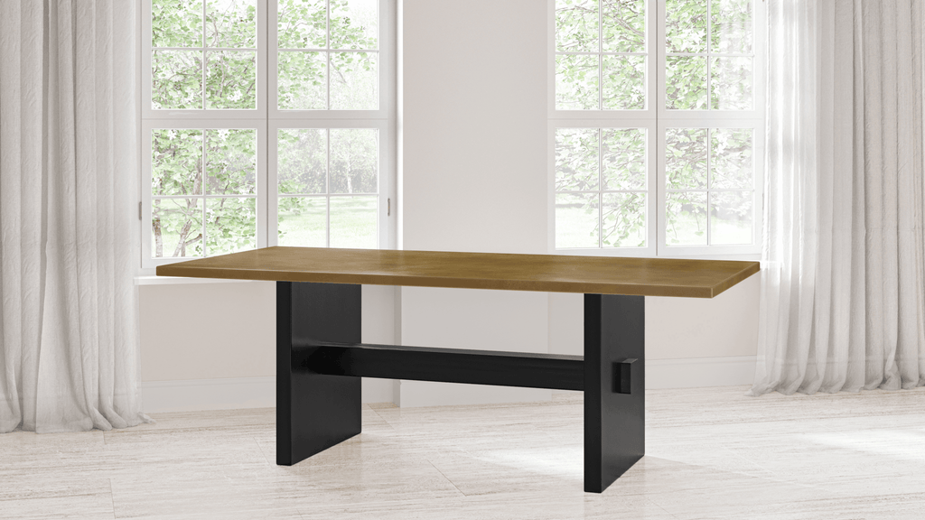 Redford Trestle Brass Top Dining Table - Kingston Krafts
