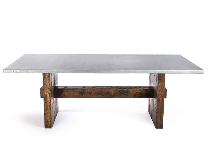 Redford Trestle Zinc Dining Table - Custom Wood Furniture | Kingston Krafts
