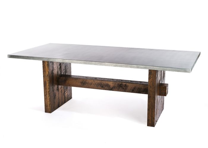 Redford Trestle Zinc Dining Table - Custom Wood Furniture | Kingston Krafts