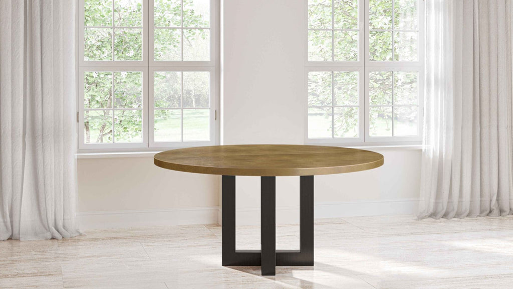 Winston Round Brass Dining Table - Custom Wood Furniture | Kingston Krafts