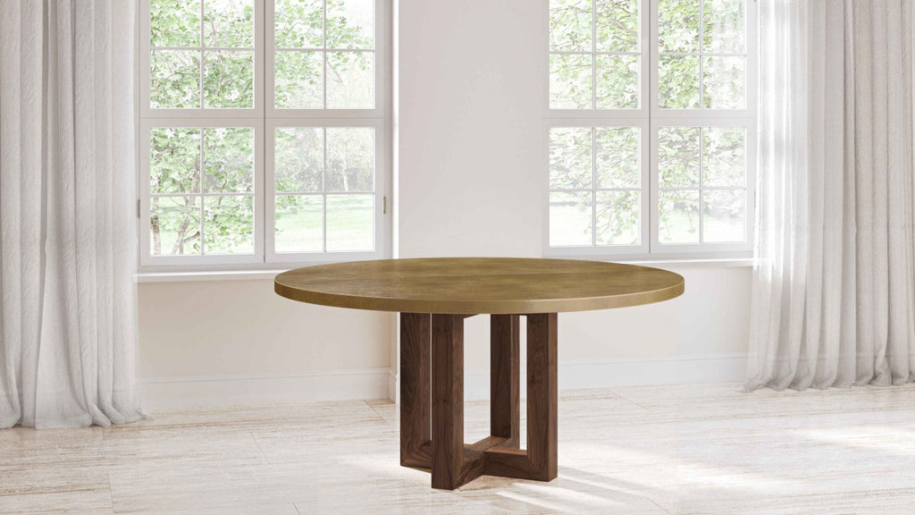 Winston Round Brass Dining Table - Custom Wood Furniture | Kingston Krafts
