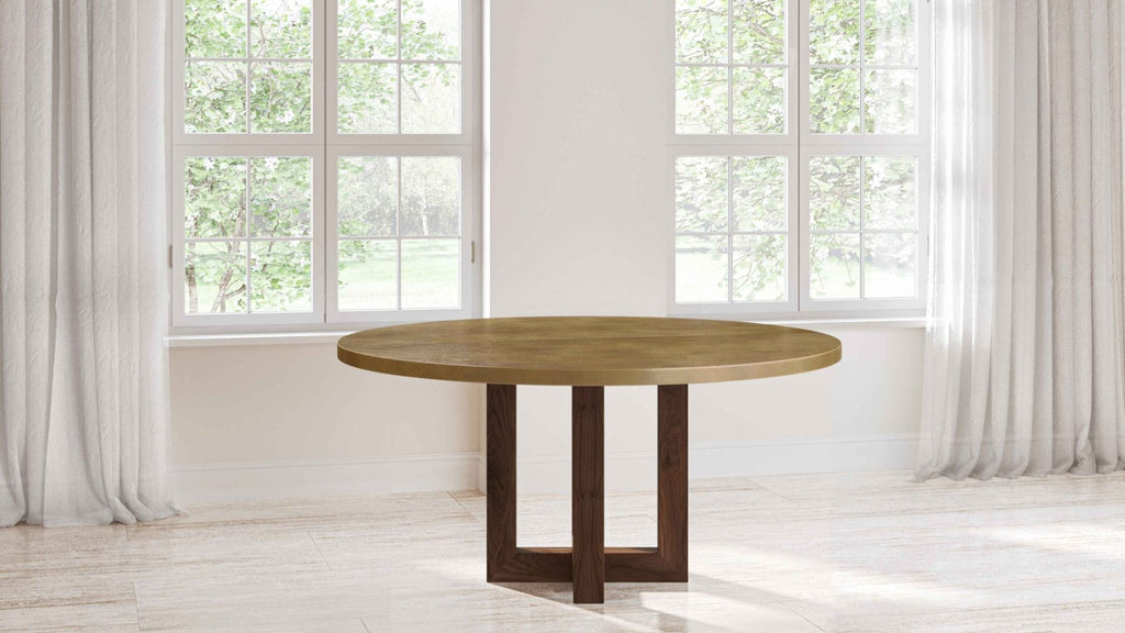 Winston Round Brass Dining Table - Custom Wood Furniture | Kingston Krafts