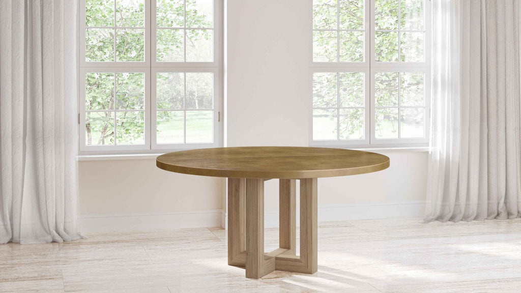 Winston Round Brass Dining Table - Custom Wood Furniture | Kingston Krafts