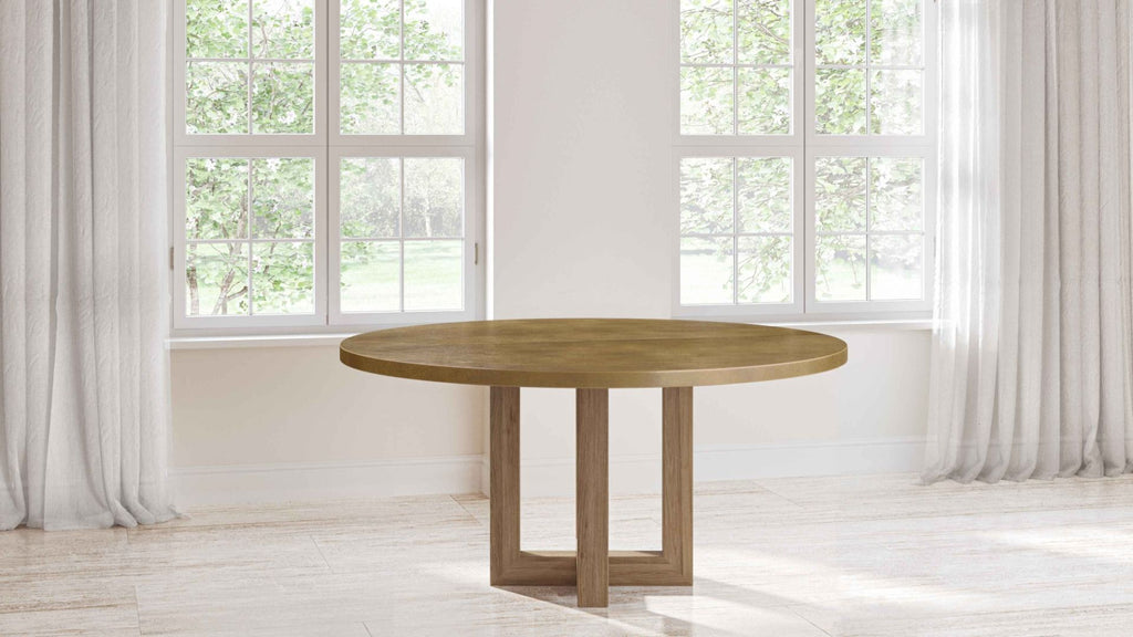 Winston Round Brass Dining Table - Custom Wood Furniture | Kingston Krafts