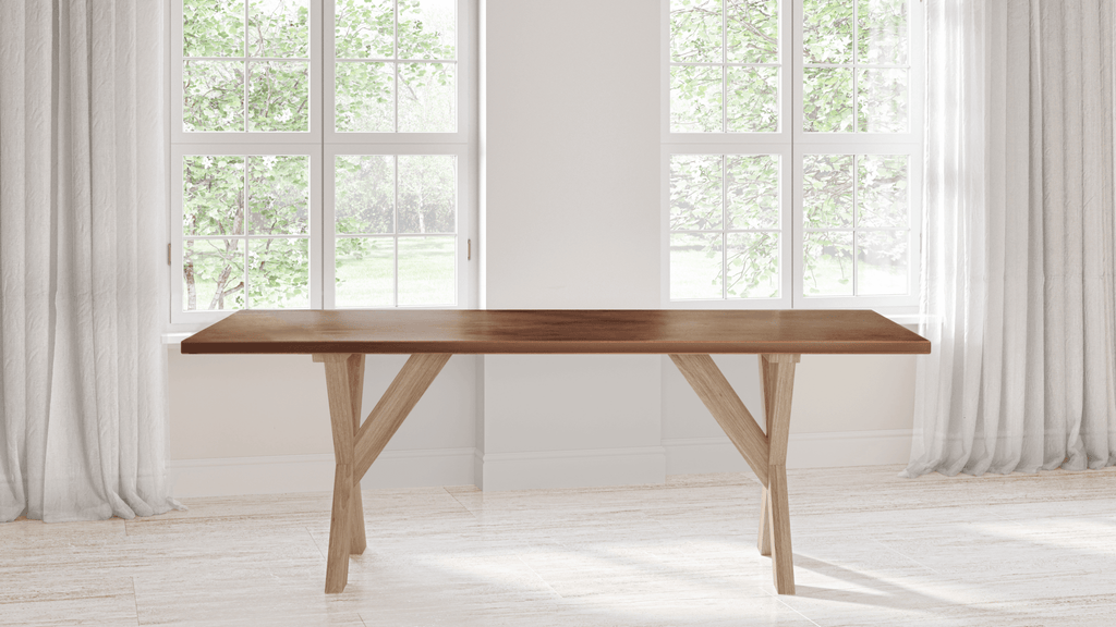 X Base White Oak Wood Dining Table - Kingston Krafts