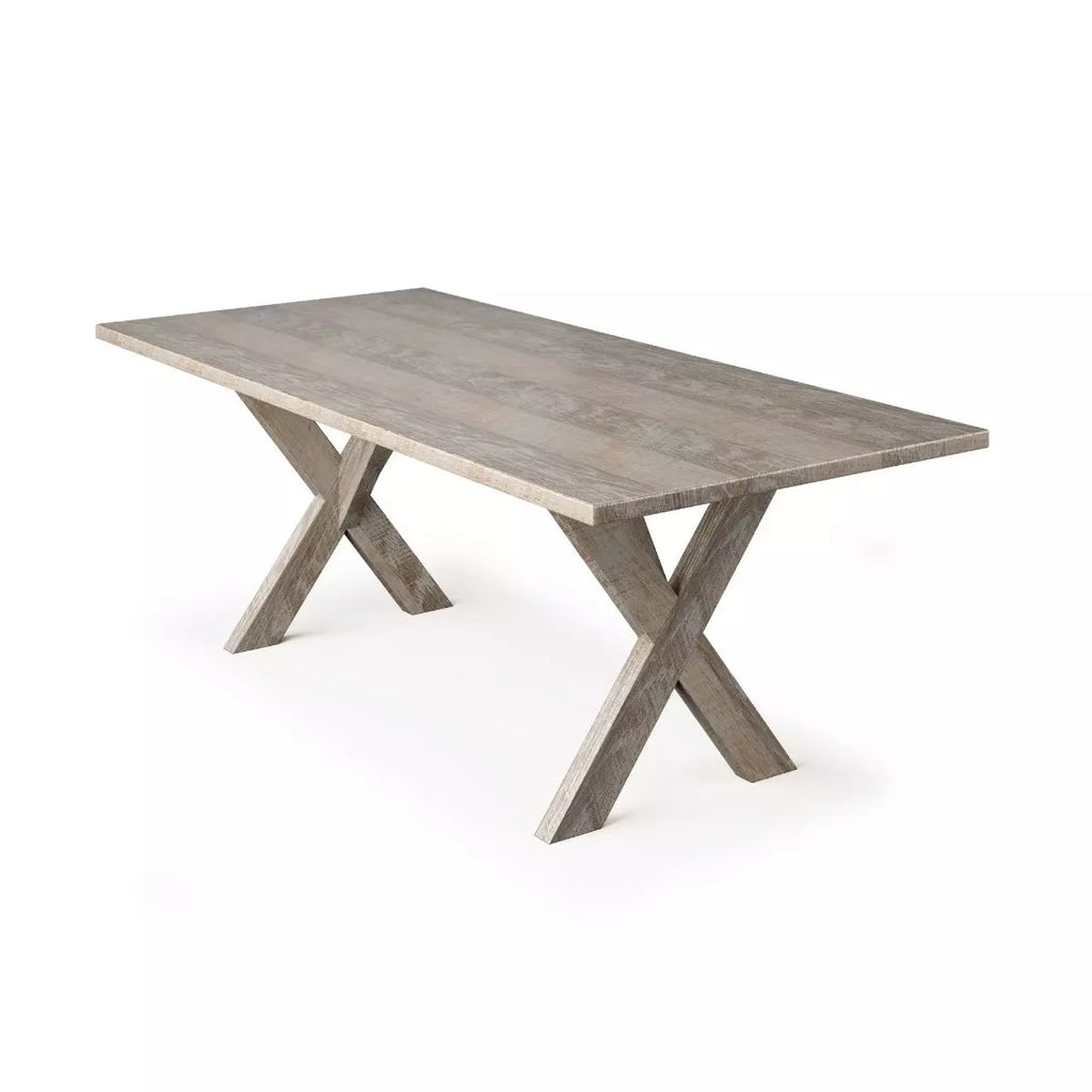 X Base Trestle Reclaimed Wood Dining Table - Custom Wood Furniture | Kingston Krafts