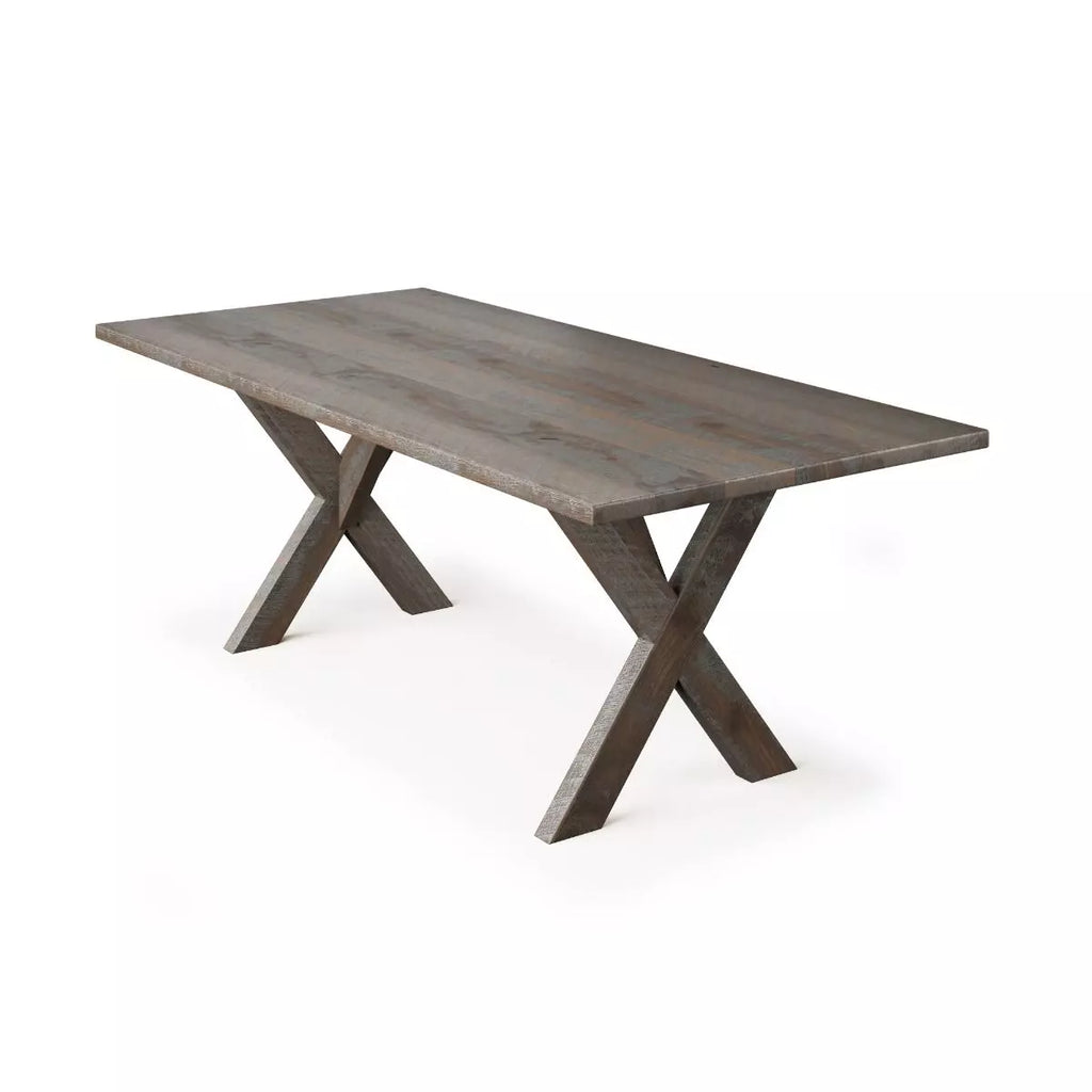 X Base Trestle Reclaimed Wood Dining Table - Custom Wood Furniture | Kingston Krafts