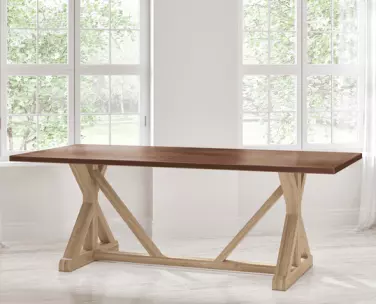 French Trestle Copper Top Dining Table