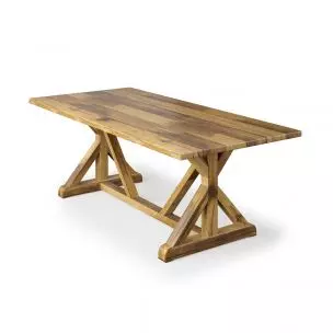 French Trestle Reclaimed Wood Dining Table
