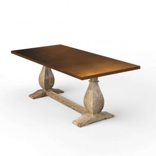 Dutch Trestle Bronze Top Dining Table