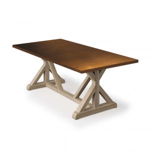 French Trestle Bronze Top Dining Table