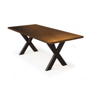 X Base Trestle Bronze Top Dining Table