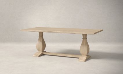 Dutch Trestle White Oak Wood Dining Table