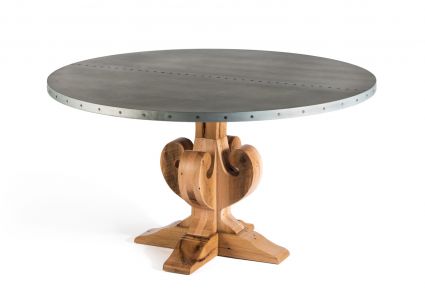 Fairfield Round Zinc Top Dining Table