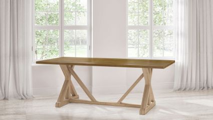 French Trestle Brass Top Dining Table