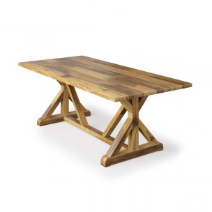 French Trestle Reclaimed Wood Dining Table