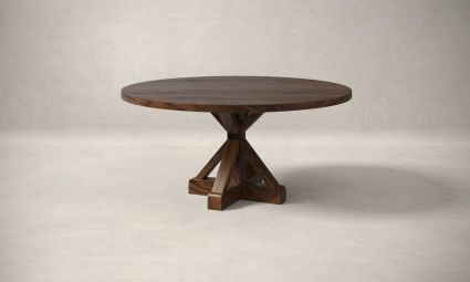 French Pedestal Black Walnut Dining Table