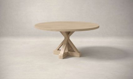 French Pedestal White Oak Dining Table