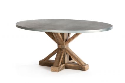 French Pedestal Oval Zinc Dining Table