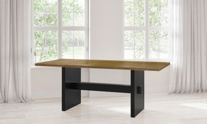 Redford Trestle Brass Top Dining Table
