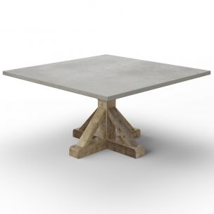 French Pedestal Square Zinc Dining Table