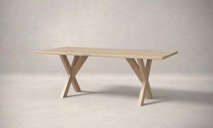 X Base White Oak Wood Dining Table