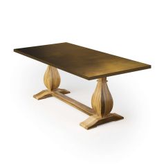 Dutch Trestle Brass Top Dining Table