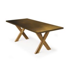 X Base Brass Top Table